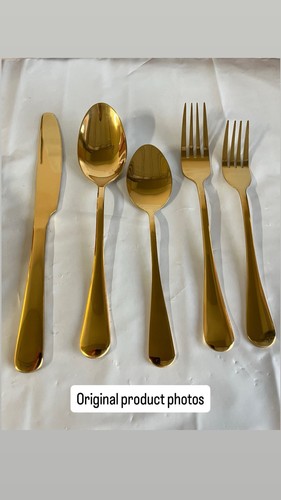 Flatware set gold stainless - flatware,