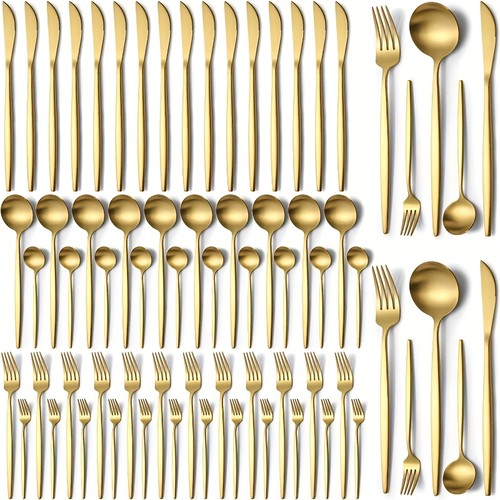 60pcs gold silverware set - gold,