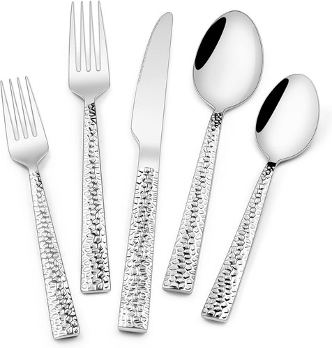 Hammered silverware set - hammered,