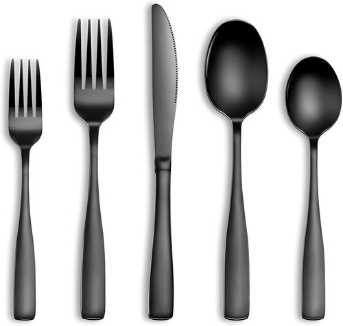 Pcs black silverware - 20,